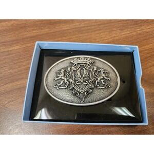 Nocona Belt Co. Mens Royal Crest With Lions Silver‎ Color Oval Belt Buckle NIB